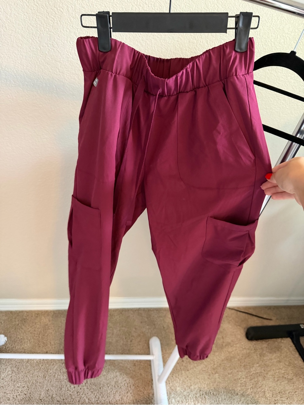Scrubstar Women's Cargo Jogger Pants in Berry